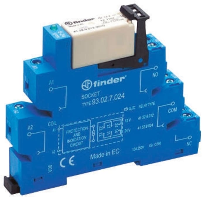 Finder 38 Series Interface Relay Module, DIN Rail Mount, DPDT, 8A Load