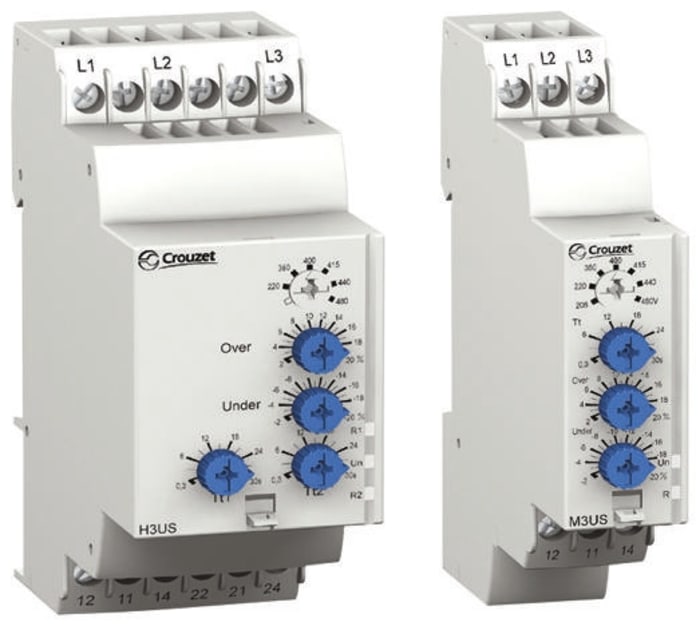Crouzet Voltage Monitoring Relay, DPDT, 96 → 332V ac