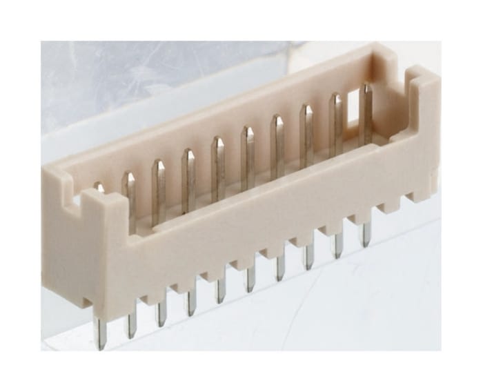 Hirose DF13 Series Straight Through Hole PCB Header, 10 Contact(s), 1.25mm Pitch, 1 Row(s), Shrouded