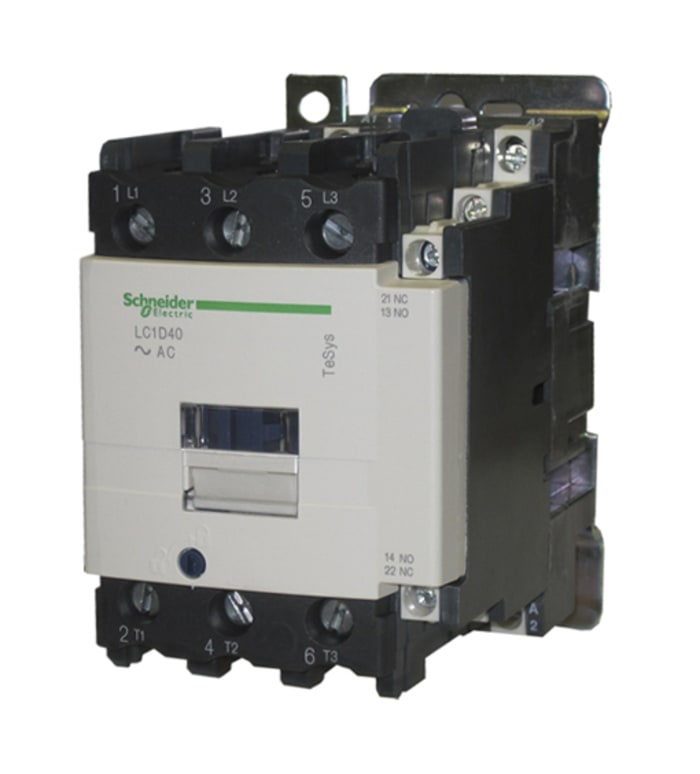 Schneider Electric TeSys D LC1D Contactor, 220 V ac Coil, 3-Pole, 40 A, 30 hp, 3NO, 600 V ac