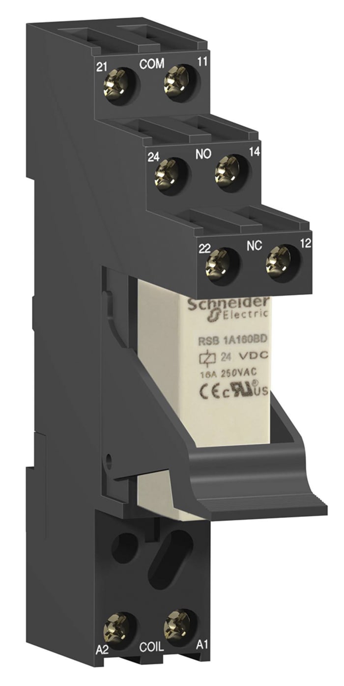 Schneider Electric Harmony Relay RSB 8 Pin <250V ac DIN Rail Relay Socket, for use with Relais Series RSZ