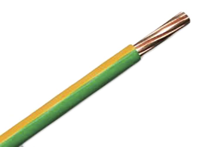 RS PRO Green/Yellow 2.5mm² Hook Up Wire, 100m