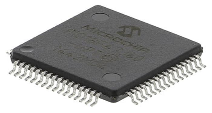 Microchip, 8bit PIC, PIC18F Microcontroller, 41.667MHz, 128 kB Flash, 64-Pin TQFP