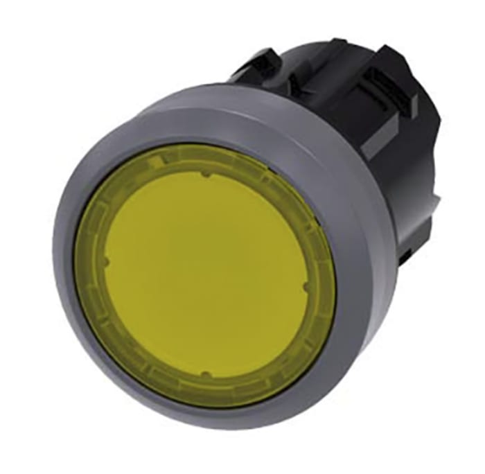 Siemens SIRIUS ACT Series Yellow Momentary Push Button Head, 22mm Cutout, IP66, IP67, IP69K