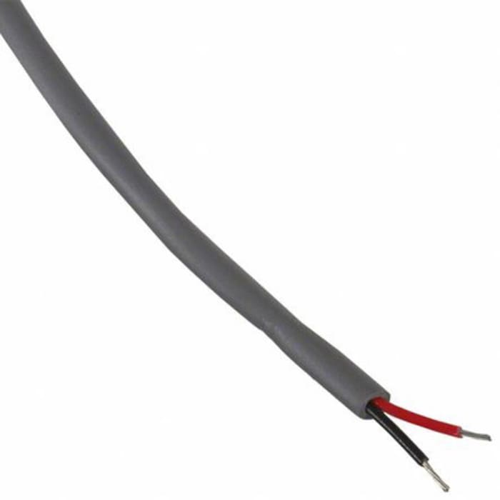 Alpha Wire, 2 Damarlı, PVC Kılıflı Gri Endüstriyel Kablo, 300 V