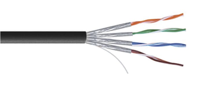 RS PRO, 100m Cat7, Black, U/FTP Shielded, Unterminated PVC Sheath