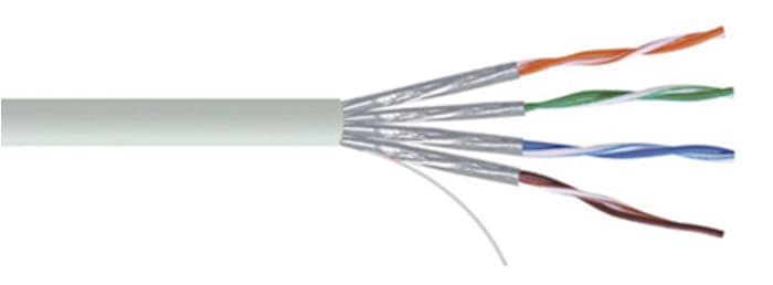 RS PRO, 100m Cat7, Grey, U/FTP Shielded, Unterminated PVC Sheath