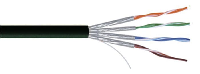 RS PRO, 100m Cat7a, Black, U/FTP Shielded, Unterminated LSZH Sheath