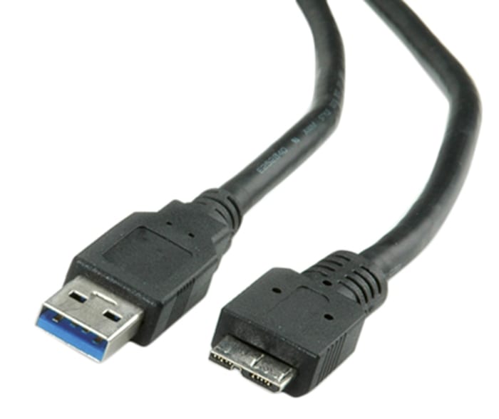 Cable USB 3.0 Roline, con A. USB A Macho, con B. Micro USB B Macho, long. 150mm, color Negro