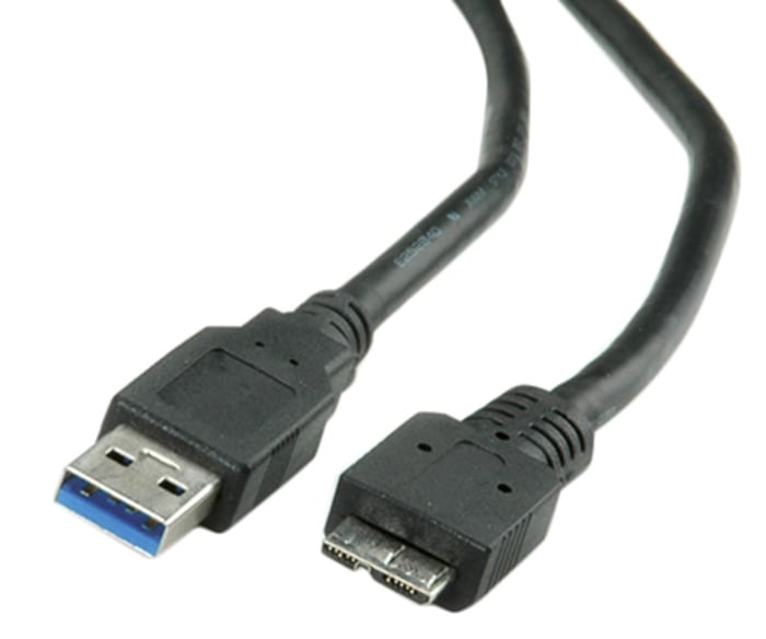 Cable USB 3.0 Roline, con A. USB A Macho, con B. Micro USB B Macho, long. 800mm, color Negro