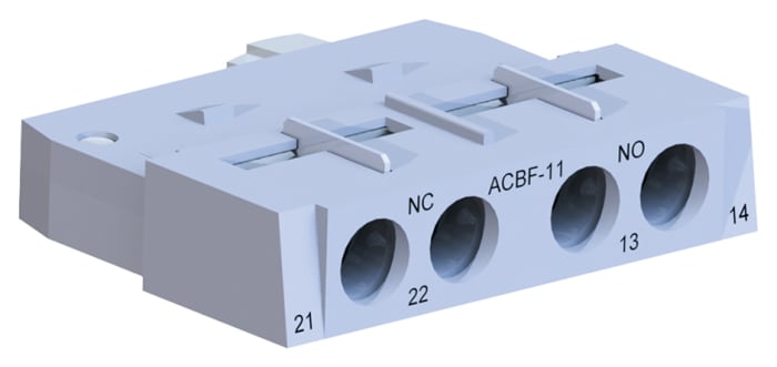 WEG Auxiliary Contact Block, 2 Contact, 1NC + 1NO, Front Mount ACBF