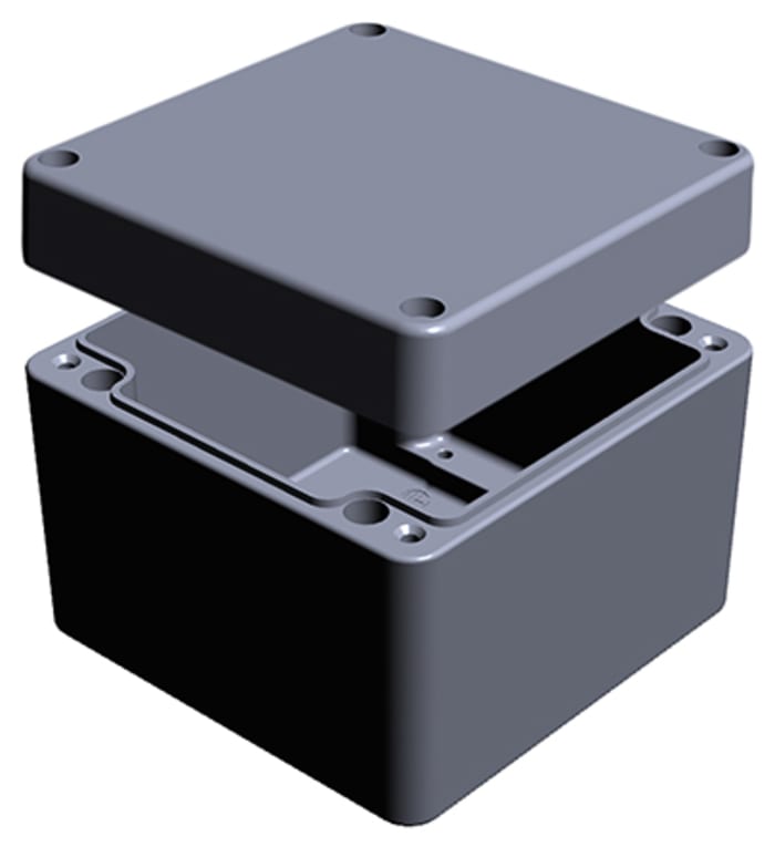 RS PRO Aluminium Enclosure, IP66, Grey Lid, 81 x 100 x 100mm