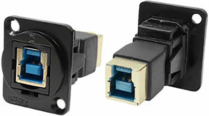 RS PRO Straight, Panel Mount, Socket to Socket- Single Port Type B to B 3.0 IP40 Feedthrough USB Connector