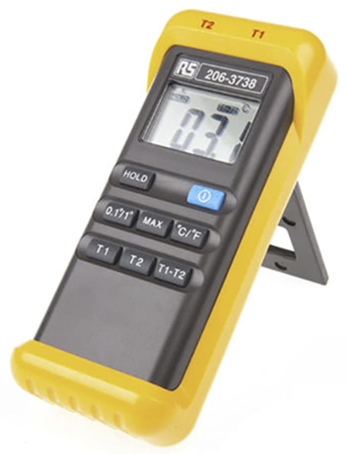 Thermomètre numérique RS PRO, 2 voies de mesure pour K