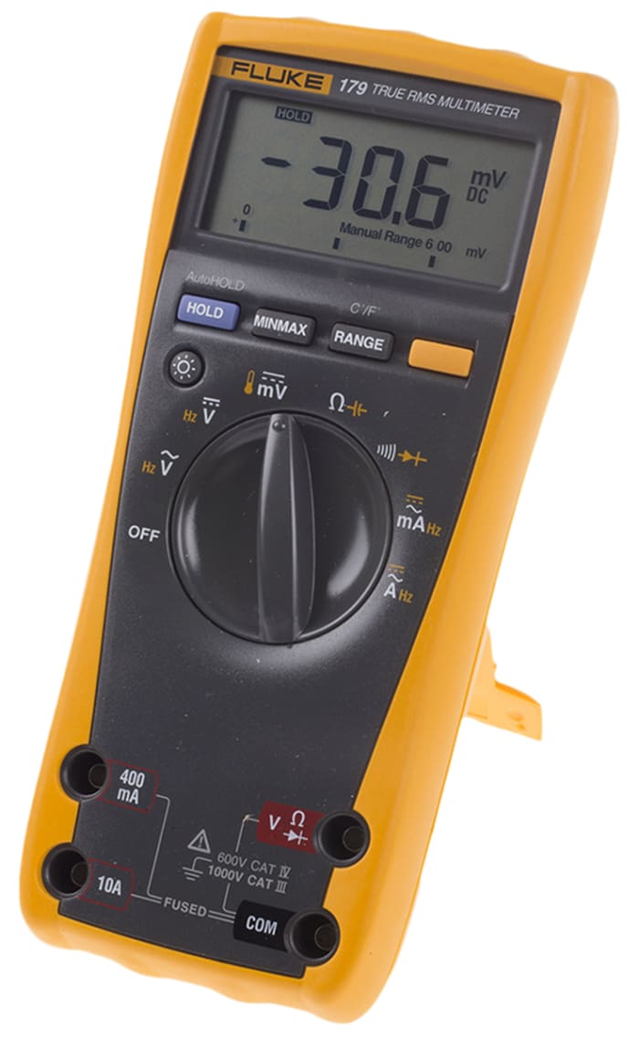 Fluke 179 Handheld Digital Multimeter, True RMS, 10A ac Max, 10A dc Max, 1000V ac Max - UKAS Calibrated