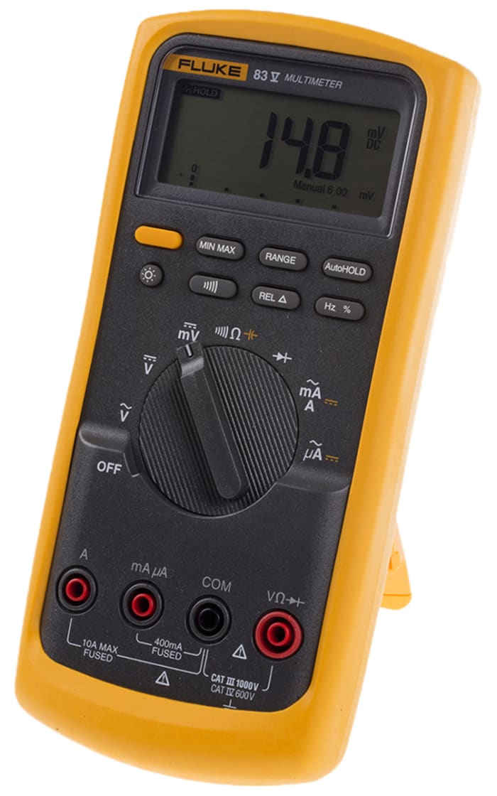 Fluke 83 Handheld Digital Multimeter, True RMS, 10A ac Max, 10A dc Max, 1000V ac Max - UKAS Calibrated
