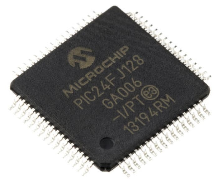 Microchip, 16bit PIC, PIC24FJ Microcontroller, 32MHz, 128 kB Flash, 64-Pin TQFP