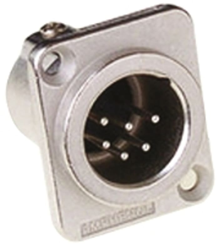 Amphenol Industrial Panel Mount XLR Connector, Male, 6 Way, Silver Plating