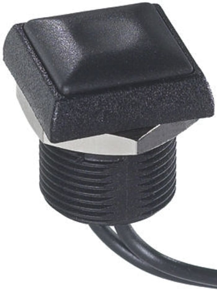 Interruptor de Botón Pulsador APEM, color de botón Negro, SPST, acción momentánea, 200 mA a 48 V dc, 250V ac, Montaje