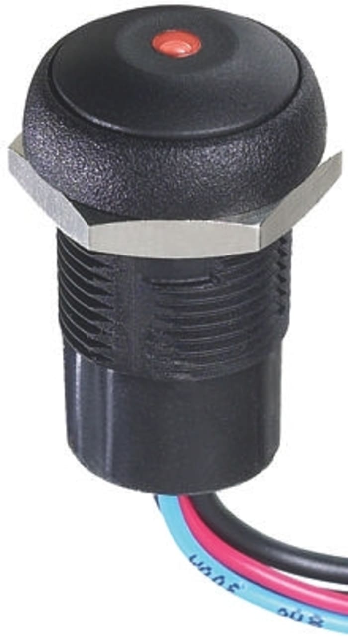 APEM Illuminated Push Button Switch, Momentary, Panel Mount, 14.8mm Cutout, SPST, Red LED, 250V ac, IP67