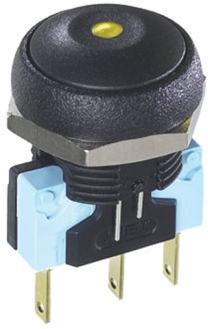 APEM Illuminated Push Button Switch, Momentary, Panel Mount, 14.8mm Cutout, SPDT, Yellow LED, 250V ac, IP67