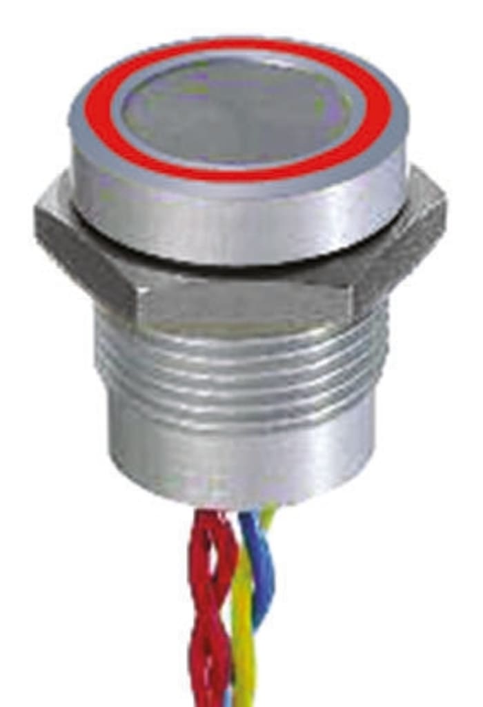 APEM Illuminated Piezo Switch, Latching, IP68, Flying Lead, 200 mA @ 24 V dc, -40 → +75°C