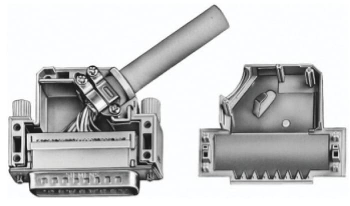 TE Connectivity AMPLIMITE Series Polymer Right Angle D Sub Backshell, 37 Way