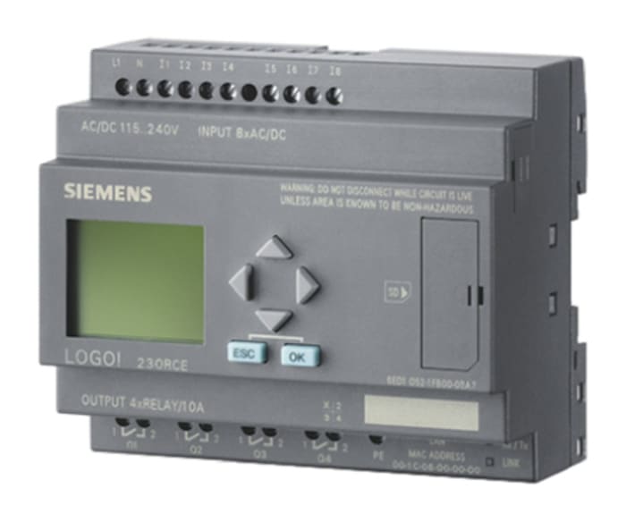 Siemens LOGO! 7 Logic Module, 115 V ac/dc, 230 V ac/dc Digital, Relay, 8 x Input, 4 x Output With Display