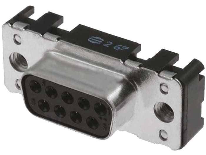 HARTING D-Sub Standard 9 Way Through Hole D-sub Connector Socket, 2.74mm Pitch, with Boardlocks, M3 Threaded Inserts