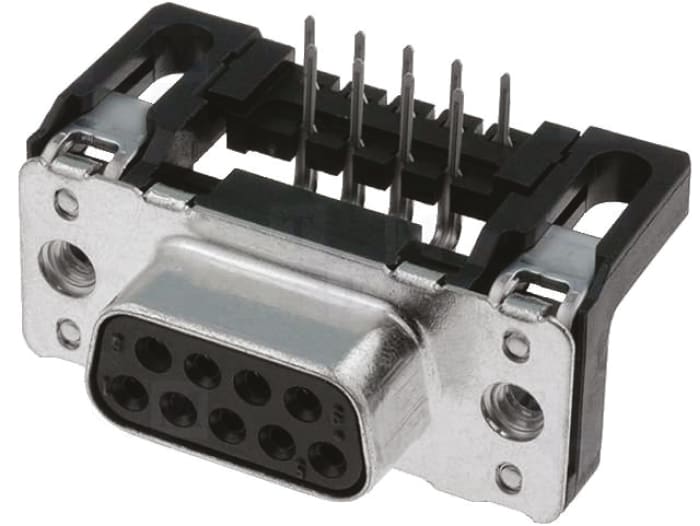 HARTING D-Sub Standard 9 Way Right Angle Through Hole D-sub Connector Socket, 2.74mm Pitch, with 4-40 UNC, Female Screw