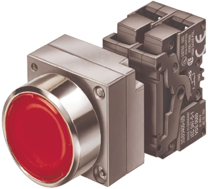 Siemens 3SB3 Series Illuminated Push Button, Panel Mount, 22.3mm Cutout, SPST, IP67
