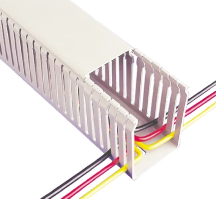 Canalización Abierta Ranurada para Cable ranurada Betaduct de Noryl Gris, 100 mm x 50mm, long. 2m