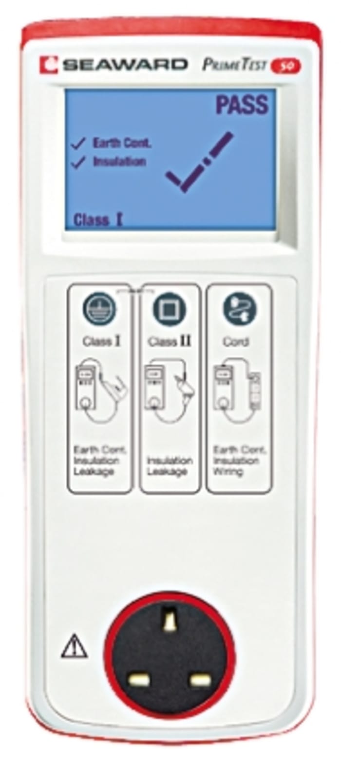 Seaward PrimeTest 50 PAT Tester Kit, Kit Contents 110V Adapter, 500 Fail Labels, 500 Pass Labels, Case, Documentation &