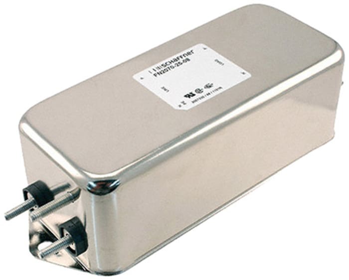 Schaffner, FN2070 25A 250 V ac/dc 400Hz, Chassis Mount EMI Filter, Stud, Single Phase