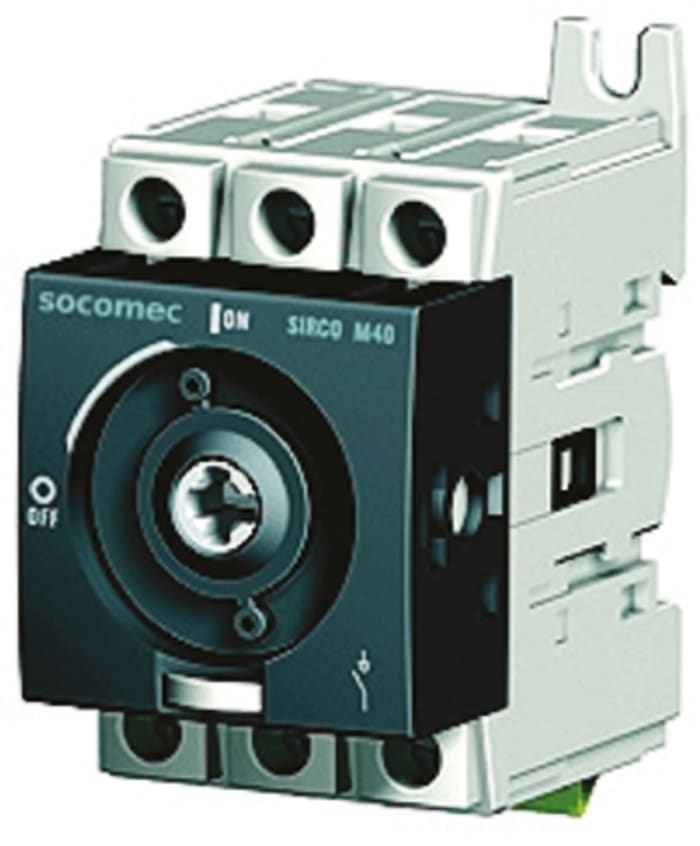 Socomec 3P Pole Isolator Switch - 125A Maximum Current, 55kW Power Rating, IP20