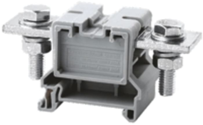 RS PRO Grey Feed Through Terminal Block, 95mm², Single-Level, Nut/Bolt Termination