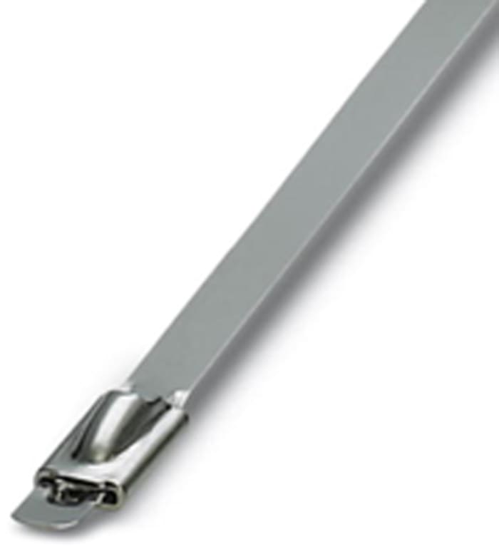 Phoenix Contact Cable Tie, Roller Ball, 380mm x 7.6 mm, Metallic Stainless Steel, Pk-1