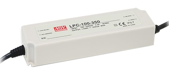 MEAN WELL LED Driver, 100 → 200V Output, 100W Output, 500mA Output, Constant Current