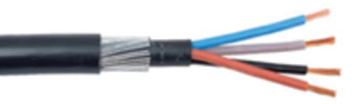 Kabel s opletem 4žilový Polyvinylchlorid PVC plášť , Černá, vnější průměr: 20.2mm, 1 kV