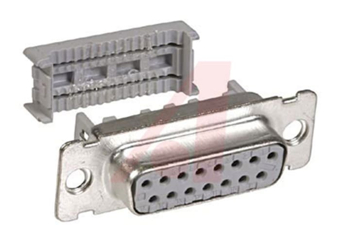 3M 8300 15 Way Right Angle Cable Mount D-sub Connector Socket, 1.27mm Pitch
