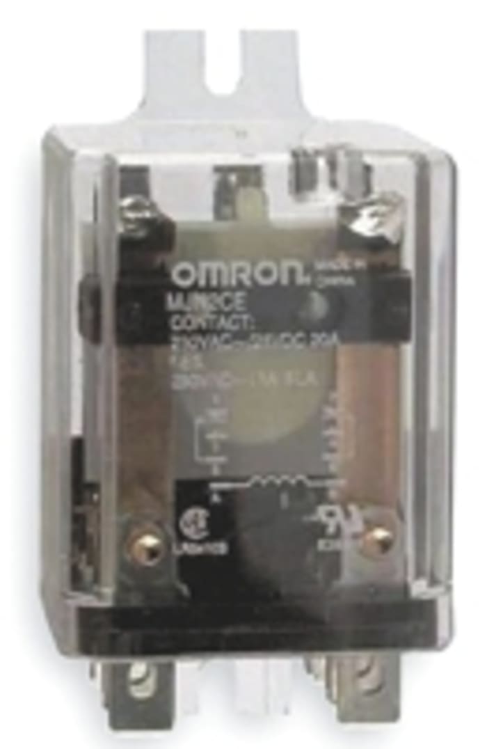 Omron Flange Mount Non-Latching Relay, 12V dc Coil, 20A Switching Current, DPDT