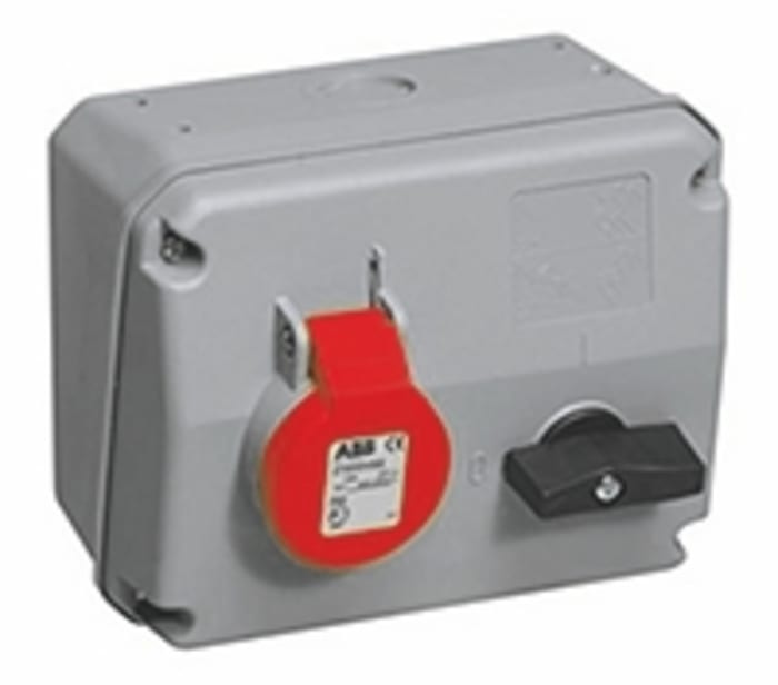 Connecteur Industriel Femelle 3P+E commutable Rouge IP44,380 → 415 V,16A Horizontal