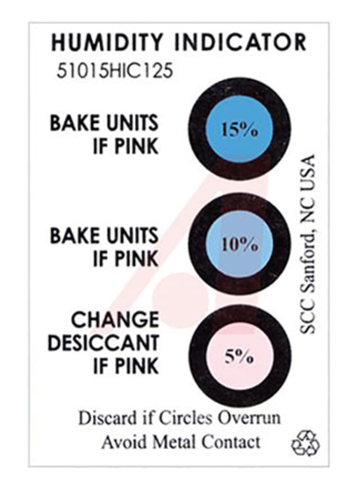 SCS Blotting Paper Impregnated With Cobaltous Chloride ESD Label, Humidity Indicator-Text 3 in x 2in