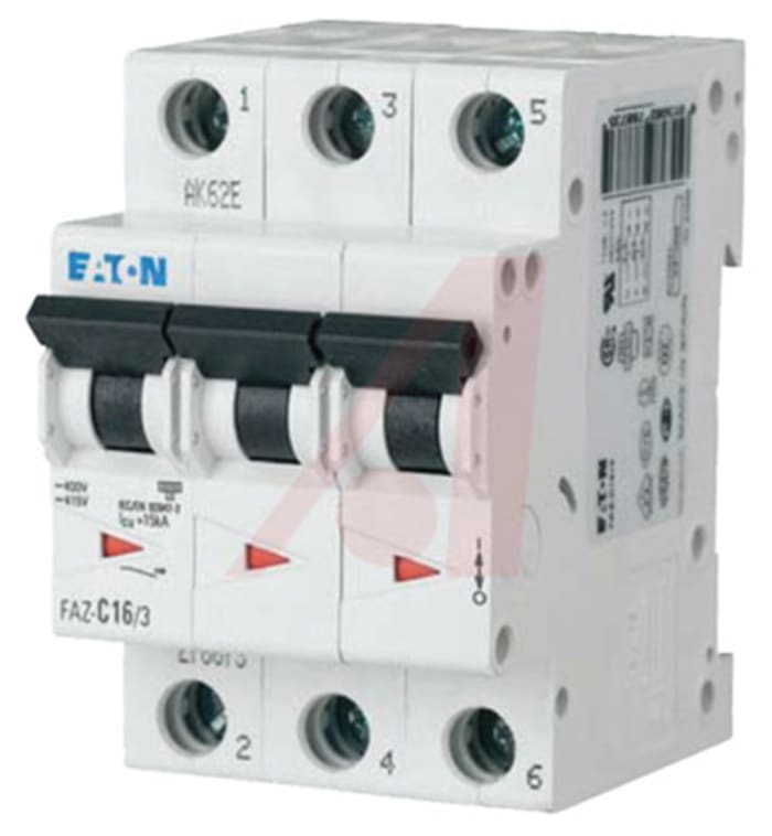Eaton xEffect MCB, 3P, 6A Curve D, 240 → 415V AC, 10 kA Breaking Capacity