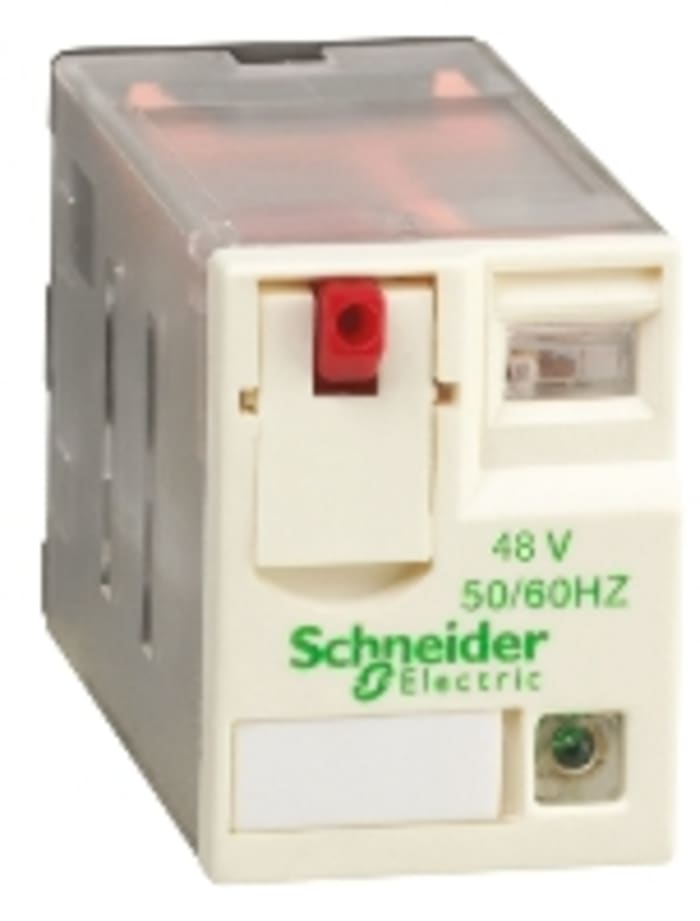 Schneider Electric Plug In Non-Latching Relay, 48V ac Coil, 12A Switching Current, DPDT