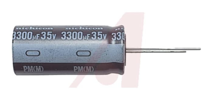 Nichicon 2200μF Electrolytic Aluminium Electrolytic Capacitor 35V dc, Through Hole - UPM1V222MHD