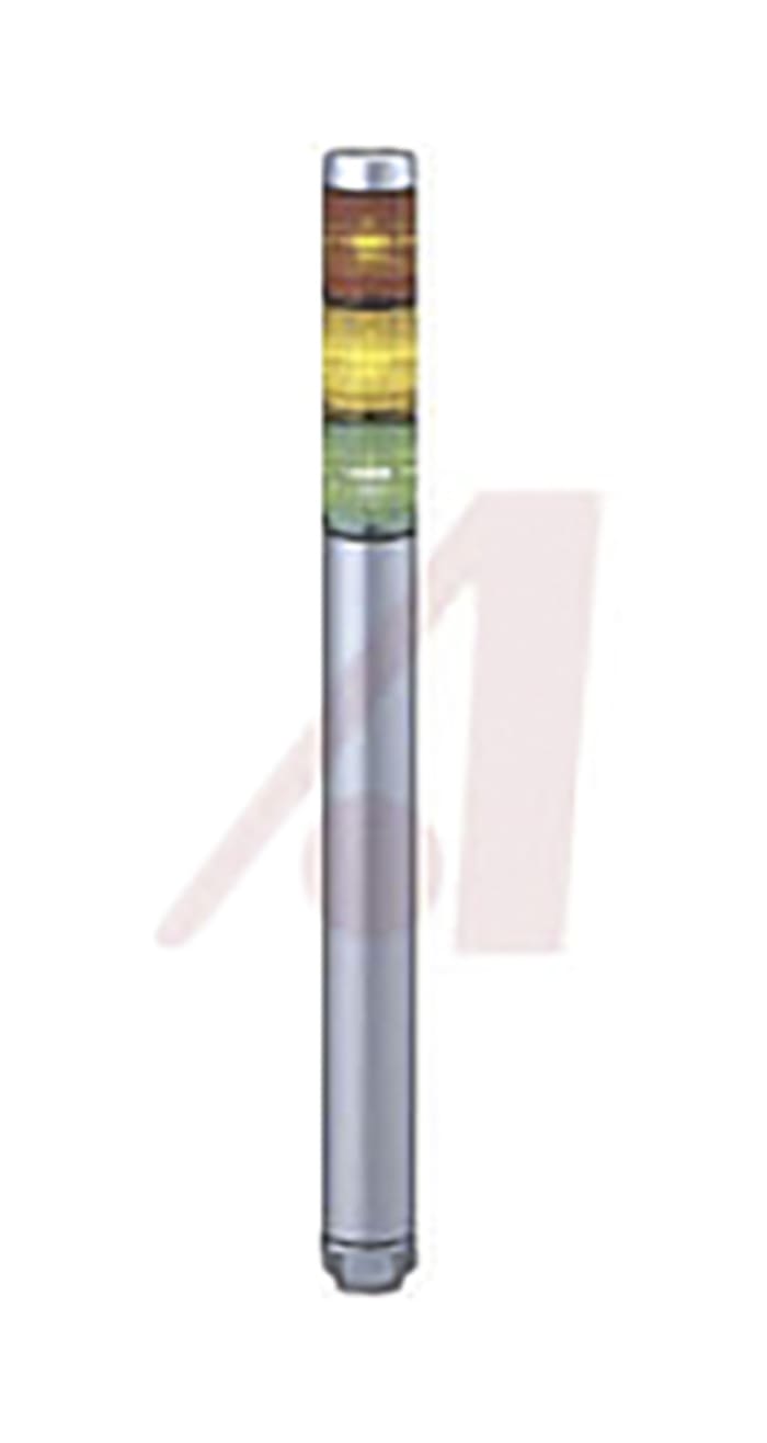 Patlite MP Series Amber, Green, Red Beacon Tower, 3 Lights, 24 V ac/dc, Base Mount