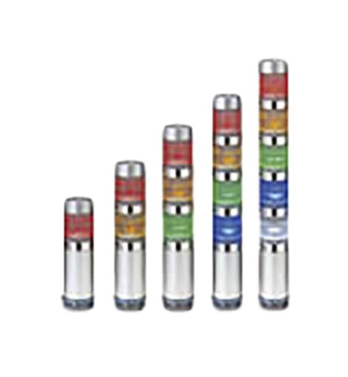 Patlite MES Series Clear Signal Tower, 3 Lights, 24 V dc, Direct Mount