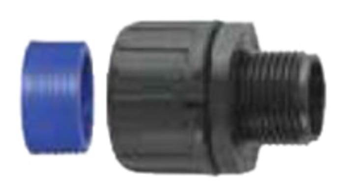 Flexicon Straight, Conduit Fitting, 28mm Nominal Size, M25, Nylon 66, Black