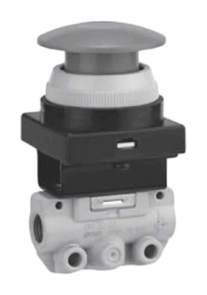 SMC Push Button (Mushroom) Pneumatic Relay Pneumatic Manual Control Valve VM100 Series, R 1/8, 1/8, III B